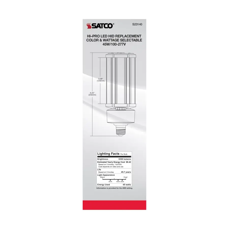 45/36/27 Wattage Selectable - LED HID Replacement - CCT Selectable - Type B - Ballast Bypass - Medium base - 100-277 Volt - ColorQuick Technology - PowerQuick Technology - Image 9