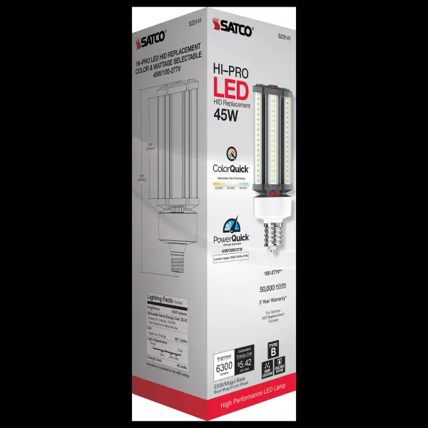 45/36/27 Wattage Selectable - LED HID Replacement - CCT Selectable - Type B - Ballast Bypass - Extended Mogul base - 100-277 Volt - ColorQuick Technology - PowerQuick Technology - Image 11
