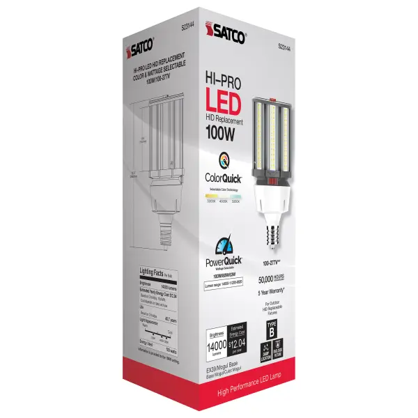 100/80/63 Wattage Selectable - LED HID Replacement - CCT Selectable - Type B - Ballast Bypass - Extended Mogul base - 100-277 Volt - ColorQuick Technology - PowerQuick Technology - Image 11