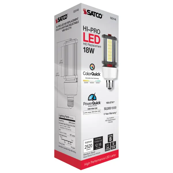 18/16/12 Wattage Selectable - LED HID Replacement - CCT Selectable - Type B - Ballast Bypass - Medium base - 100-277 Volt - ColorQuick Technology - PowerQuick Technology - Image 11
