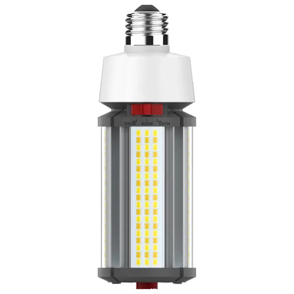 The newest generation of our popular Hi-Pro commercial LED lamps provides up to 80 percent in energy savings and brings advanced features allowing them to adjust to more applications. The CCT Wattage selectable capability built into each lamp means more versatility and custom-tailed light to many more venues. Designed to deliver clean, efficient LED lighting at 360 degrees from higher fixtures. This lamp is perfect for gymnasiums, factory floors, health clubs, warehouses and any venue where high ceilings require high-lumen, safe, superior light output.