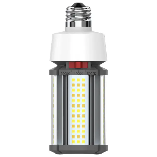 Satco's 18 watt corncob lamp is the lamp of choice for large scale applications. Illuminate gymnasiums, warehouses, or any venue with high ceilings requiring superior light output. This CCT selectable lamp delivers 50,000 hours of clean, energy saving, LED light.