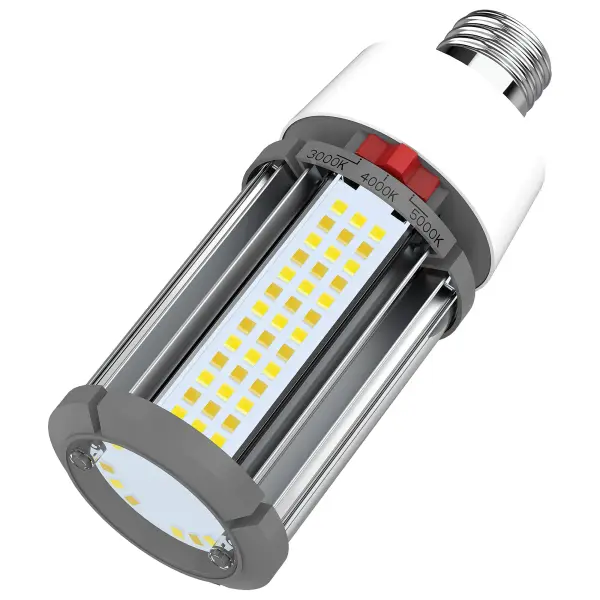 Satco's 18 watt corncob lamp is the lamp of choice for large scale applications. Illuminate gymnasiums, warehouses, or any venue with high ceilings requiring superior light output. This CCT selectable lamp delivers 50,000 hours of clean, energy saving, LED light. - alternate view