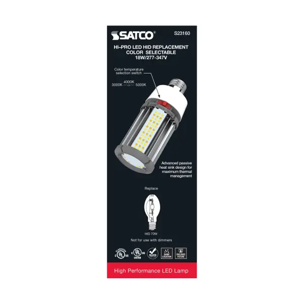 18 Watt LED HID Replacement - CCT Selectable - Type B - Ballast Bypass - Medium Base - 277-347 Volt - ColorQuick Technology - Image 8