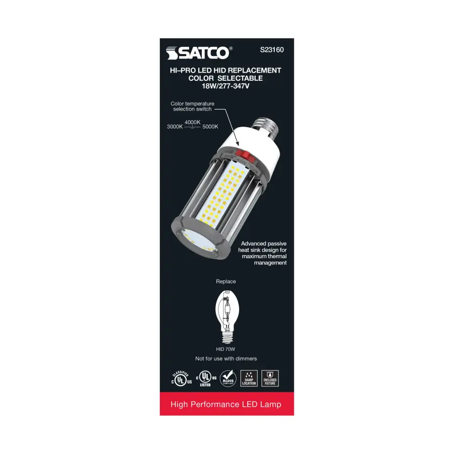 18 Watt LED HID Replacement - CCT Selectable - Type B - Ballast Bypass - Medium Base - 277-347 Volt - ColorQuick Technology - Image 8
