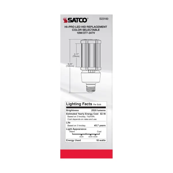 18 Watt LED HID Replacement - CCT Selectable - Type B - Ballast Bypass - Medium Base - 277-347 Volt - ColorQuick Technology - Image 10