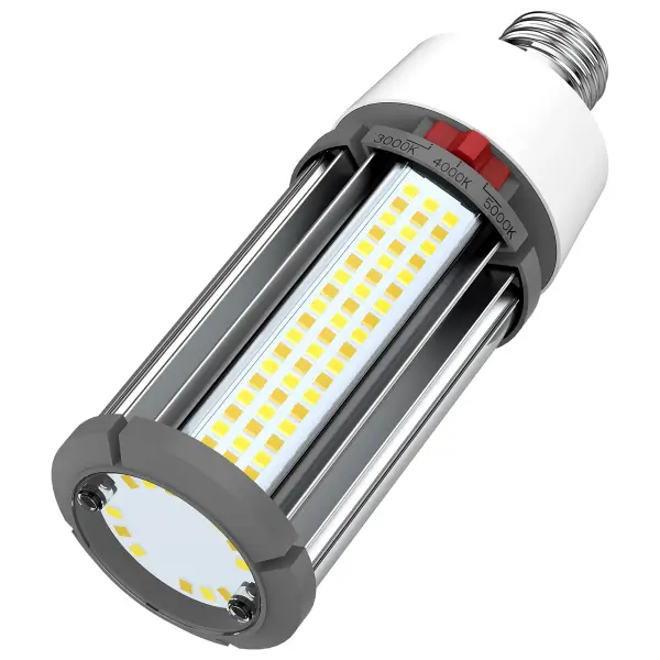 Satco's 27 watt corncob lamp is the lamp of choice for large scale applications. Illuminate gymnasiums, warehouses, or any venue with high ceilings requiring superior light output. This CCT selectable lamp delivers 50,000 hours of clean, energy saving light. - alternate view