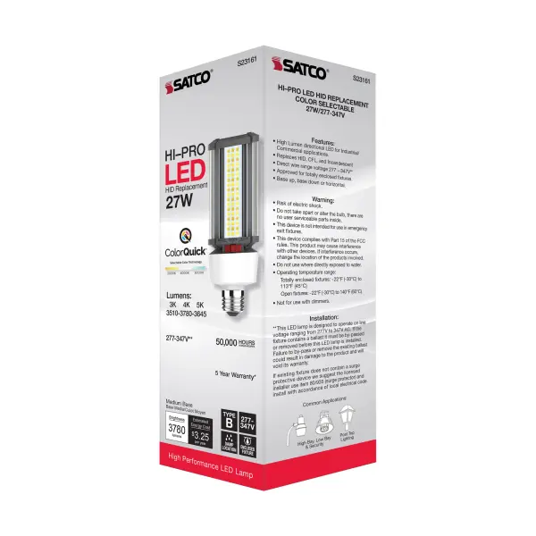 27 Watt LED HID Replacement - CCT Selectable - Type B - Ballast Bypass - Medium Base - 277-347 Volt - ColorQuick Technology - Image 11
