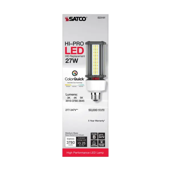 27 Watt LED HID Replacement - CCT Selectable - Type B - Ballast Bypass - Medium Base - 277-347 Volt - ColorQuick Technology - Image 7