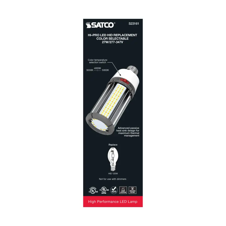27 Watt LED HID Replacement - CCT Selectable - Type B - Ballast Bypass - Medium Base - 277-347 Volt - ColorQuick Technology - Image 8