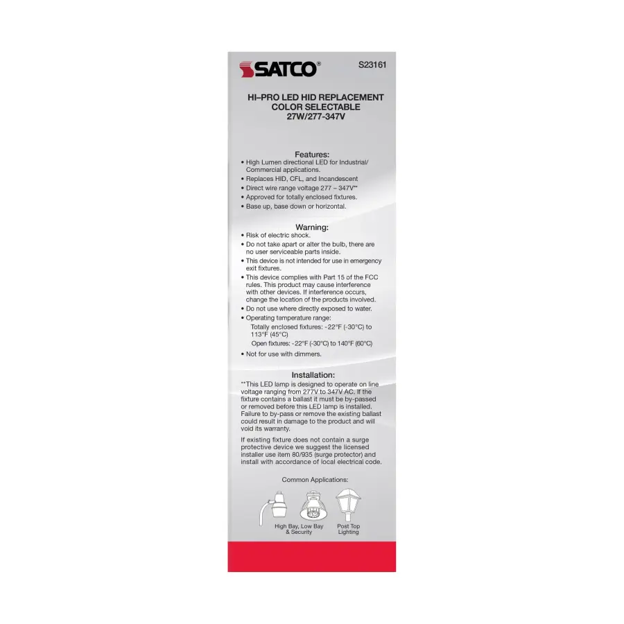 27 Watt LED HID Replacement - CCT Selectable - Type B - Ballast Bypass - Medium Base - 277-347 Volt - ColorQuick Technology - Image 9