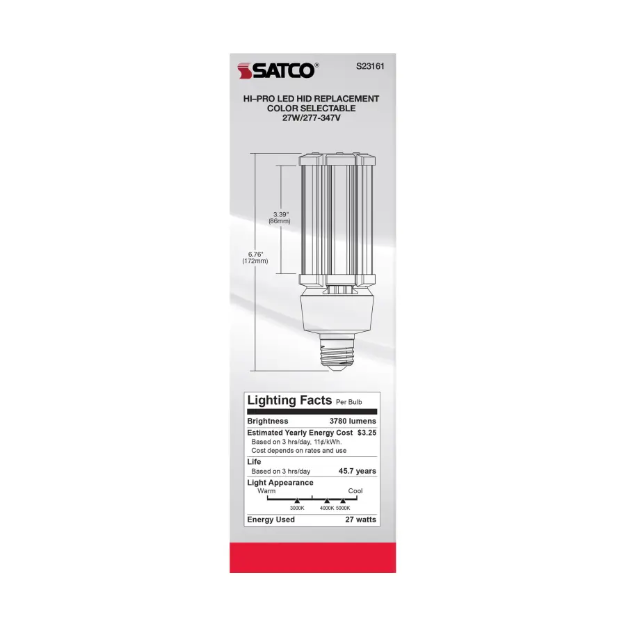 27 Watt LED HID Replacement - CCT Selectable - Type B - Ballast Bypass - Medium Base - 277-347 Volt - ColorQuick Technology - Image 10