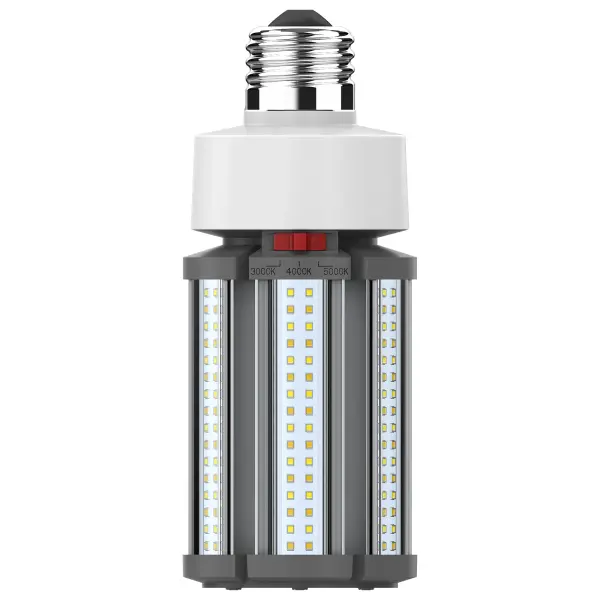 Satco's 36 watt corncob lamp is the lamp of choice for large scale applications. Illuminate gymnasiums, warehouses, or any other venue with high ceilings requiring superior light output. This CCT selectable lamp delivers 50,000 hours of clean, energy saving light.