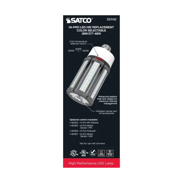 36 Watt LED HID Replacement - CCT Selectable - Type B - Ballast Bypass - Medium Base - 277-480 Volt - ColorQuick Technology - Image 8