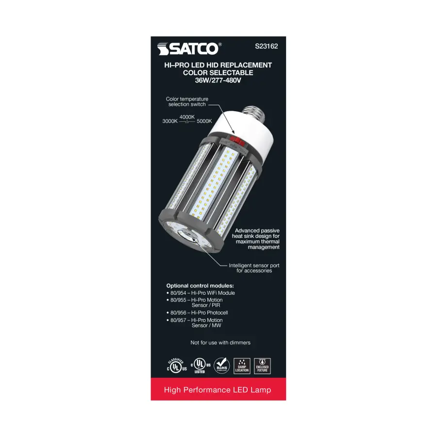 36 Watt LED HID Replacement - CCT Selectable - Type B - Ballast Bypass - Medium Base - 277-480 Volt - ColorQuick Technology - Image 8