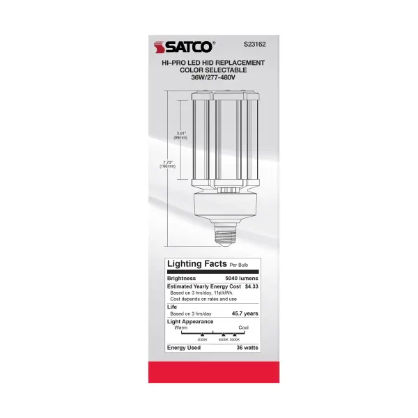 36 Watt LED HID Replacement - CCT Selectable - Type B - Ballast Bypass - Medium Base - 277-480 Volt - ColorQuick Technology - Image 10