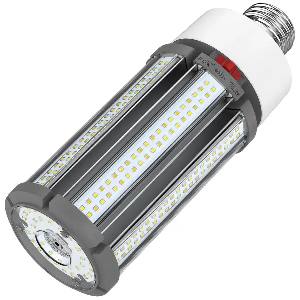 Satco's 45 watt corncob lamp is the lamp of choice for large scale applications. Illuminate gymnasiums, warehouses, or any other venue with high ceilings requiring superior light output. This CCT selectable lamp delivers 50,000 hours of clean, energy saving light. - alternate view