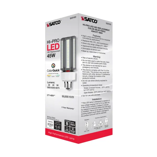 45 Watt LED HID Replacement - CCT Selectable - Type B - Ballast Bypass - Medium Base - 277-480 Volt - ColorQuick Technology - Image 11