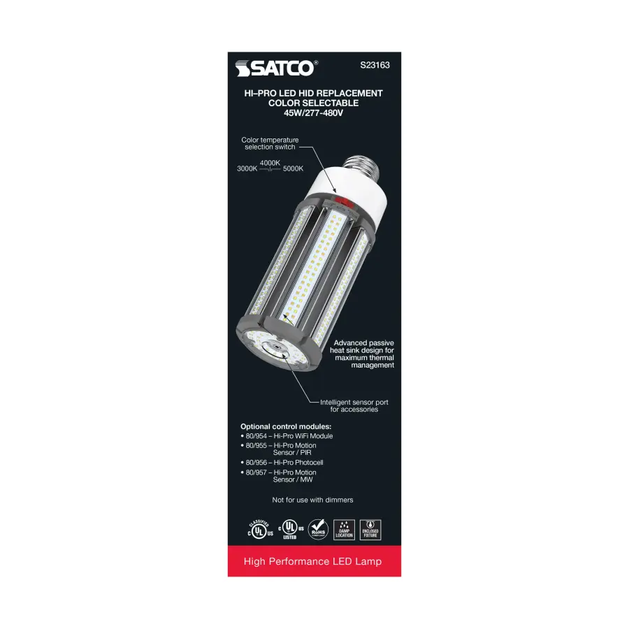 45 Watt LED HID Replacement - CCT Selectable - Type B - Ballast Bypass - Medium Base - 277-480 Volt - ColorQuick Technology - Image 8
