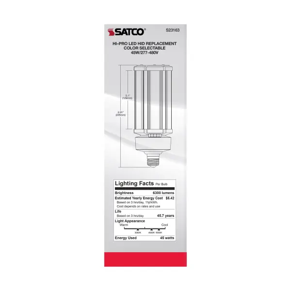45 Watt LED HID Replacement - CCT Selectable - Type B - Ballast Bypass - Medium Base - 277-480 Volt - ColorQuick Technology - Image 10