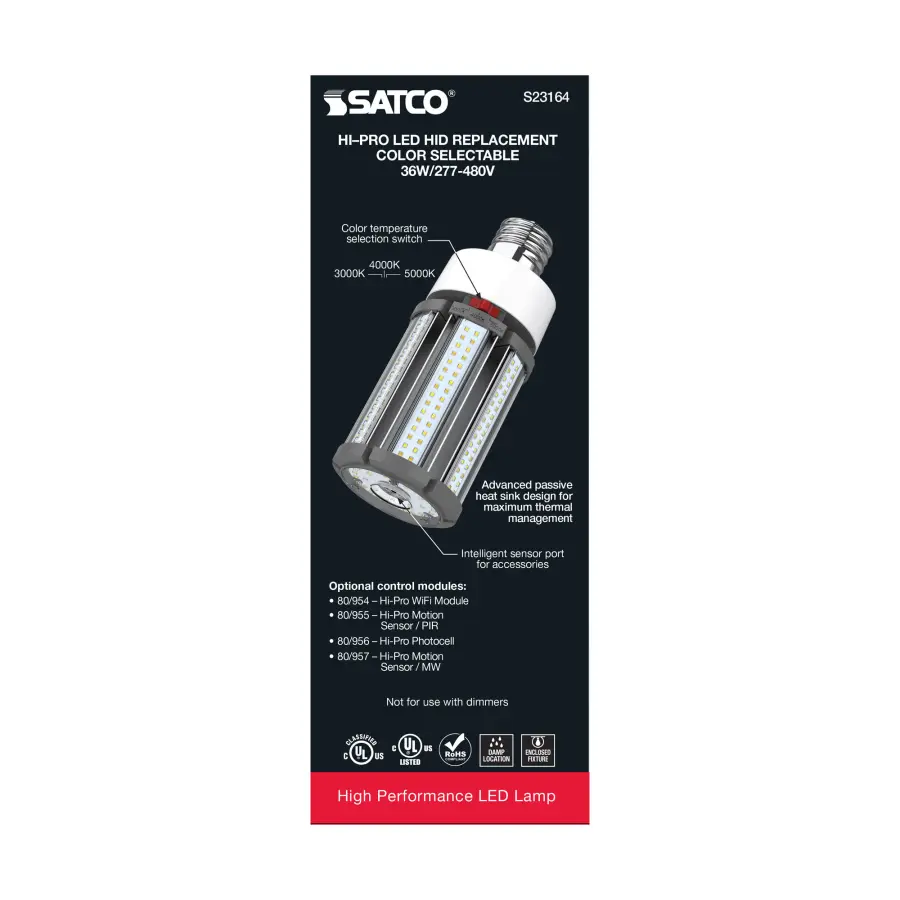 36 Watt LED HID Replacement - CCT Selectable - Type B - Ballast Bypass - Mogul Extended Base - 277-480 Volt - ColorQuick Technology - Image 8
