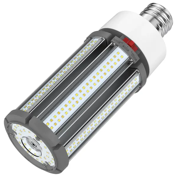 SATCO NUVO's 45 watt LED lamp is the lamp of choice for large scale applications. Illuminate gymnasiums, warehouses, or any other venue with high ceilings requiring superior light output. This CCT selectable lamp delivers 50,000 hours of clean, energy saving light. - alternate view