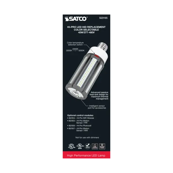 45 Watt LED HID Replacement - CCT Selectable - Type B - Ballast Bypass - Mogul Extended Base - 277-480 Volt - ColorQuick Technology - Image 8