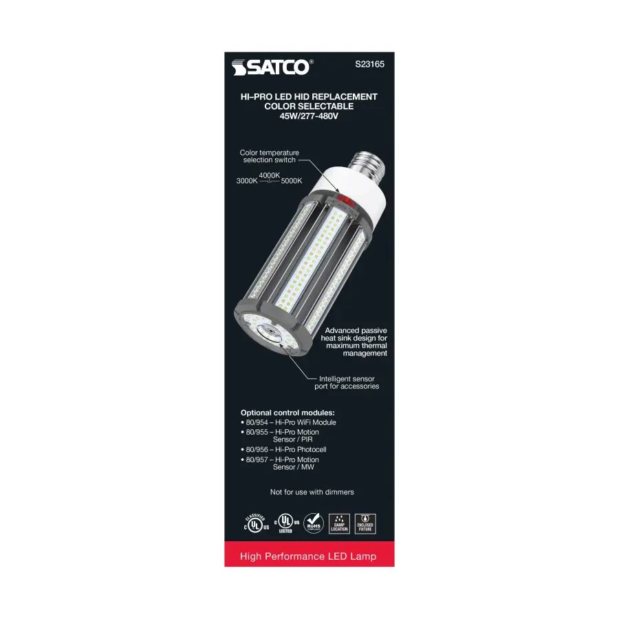 45 Watt LED HID Replacement - CCT Selectable - Type B - Ballast Bypass - Mogul Extended Base - 277-480 Volt - ColorQuick Technology - Image 8