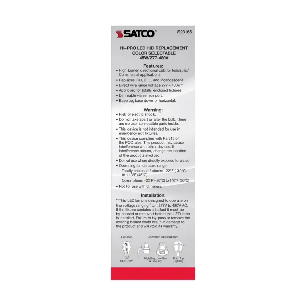 45 Watt LED HID Replacement - CCT Selectable - Type B - Ballast Bypass - Mogul Extended Base - 277-480 Volt - ColorQuick Technology - Image 9