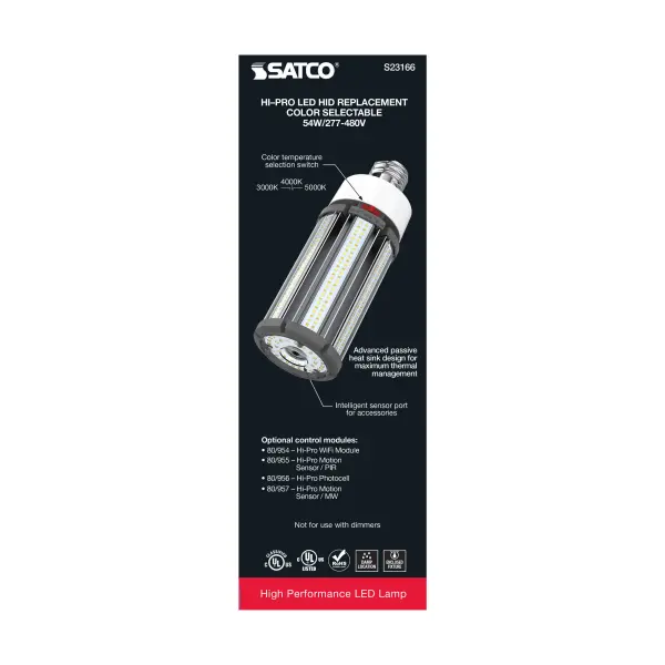 54 Watt LED HID Replacement - CCT Selectable - Type B - Ballast Bypass - Mogul Extended Base - 277-480 Volt - ColorQuick Technology - Image 8