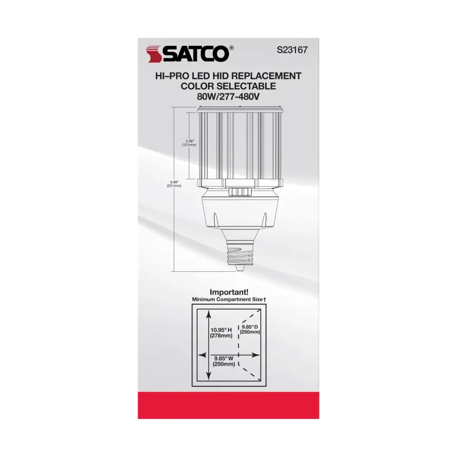 80 Watt LED HID Replacement - CCT Selectable - Type B - Ballast Bypass - Mogul Extended Base - 277-480 Volt - ColorQuick Technology - Image 10