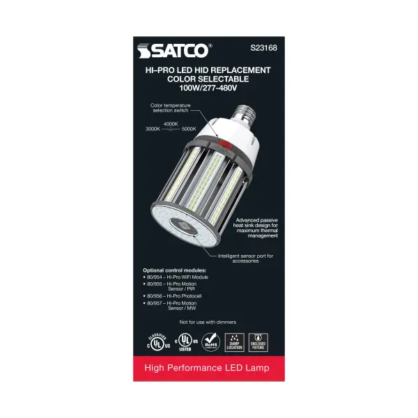 100 Watt LED HID Replacement - CCT Selectable - Type B - Ballast Bypass - Mogul Extended Base - 277-480 Volt - ColorQuick Technology - Image 8