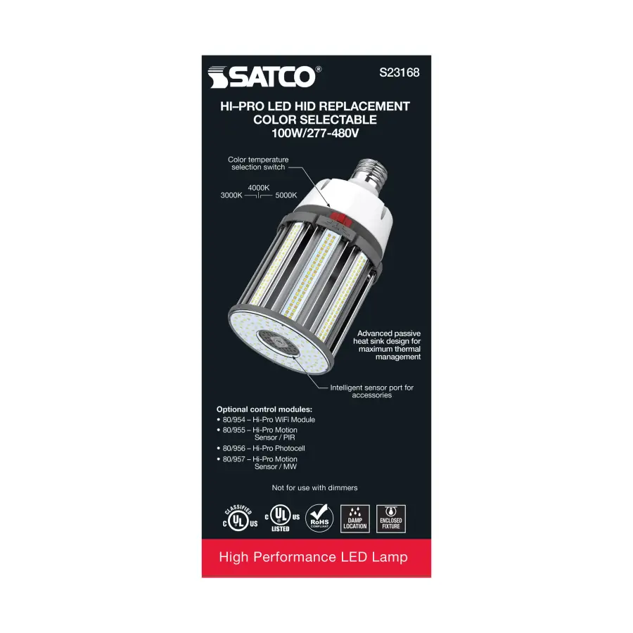 100 Watt LED HID Replacement - CCT Selectable - Type B - Ballast Bypass - Mogul Extended Base - 277-480 Volt - ColorQuick Technology - Image 8