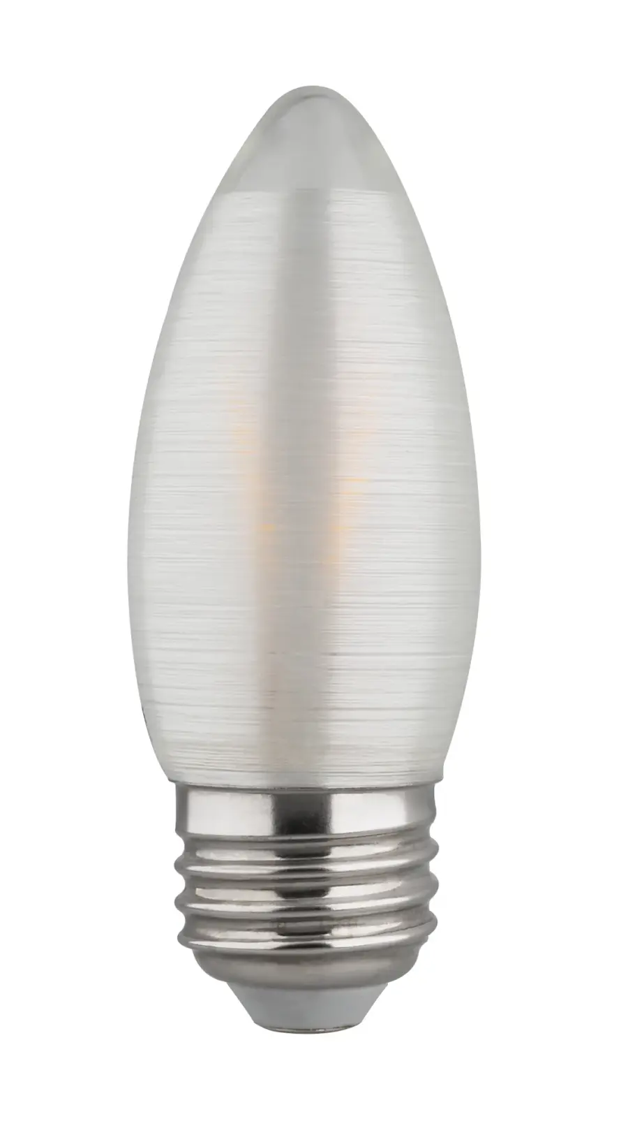 2 Watt C11 LED Filament - Satin Spun - Clear - Medium base - 2700K - 120 Lumens - 120 Volt - Image 1