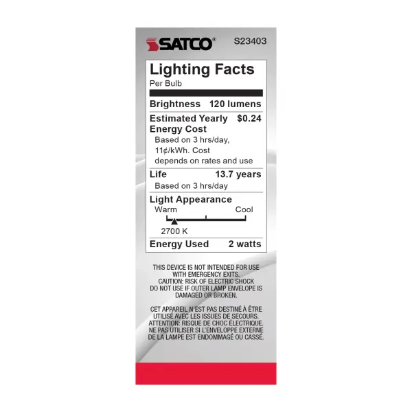 2 Watt C11 LED Filament - Satin Spun - Clear - Medium base - 2700K - 120 Lumens - 120 Volt - Image 5