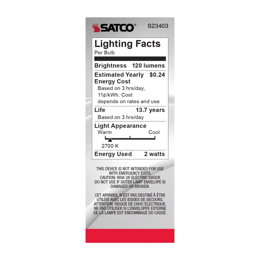 2 Watt C11 LED Filament - Satin Spun - Clear - Medium base - 2700K - 120 Lumens - 120 Volt - Image 5