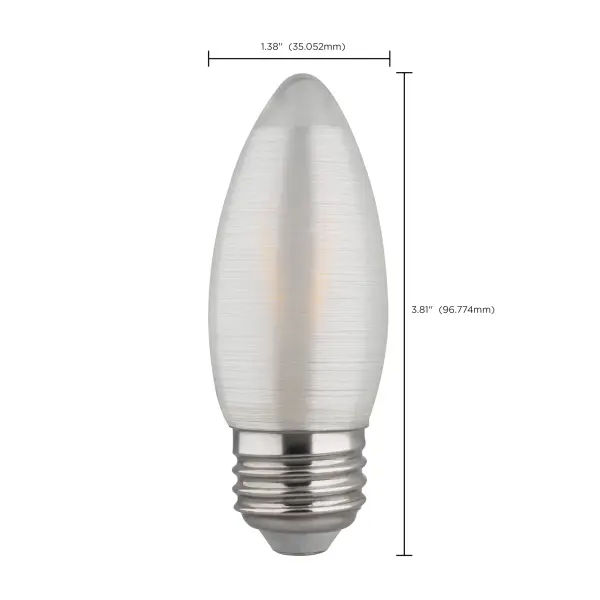 2 Watt C11 LED Filament - Satin Spun - Clear - Medium base - 2700K - 120 Lumens - 120 Volt - Image 10