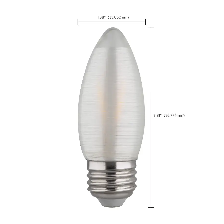 2 Watt C11 LED Filament - Satin Spun - Clear - Medium base - 2700K - 120 Lumens - 120 Volt - Image 10