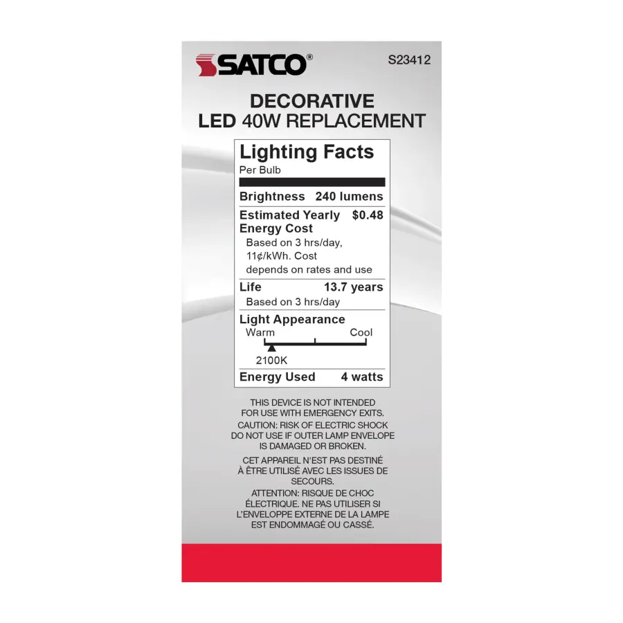 4 Watt C15 LED Filament - Satin Spun - Amber - Medium base - 2100K - 240 Lumens - 120 Volt - Image 4