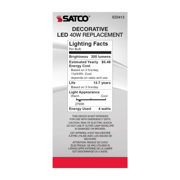 4 Watt C15 LED Filament - Satin Spun - Clear - Medium base - 2700K - 300 Lumens - 120 Volt - Image 5