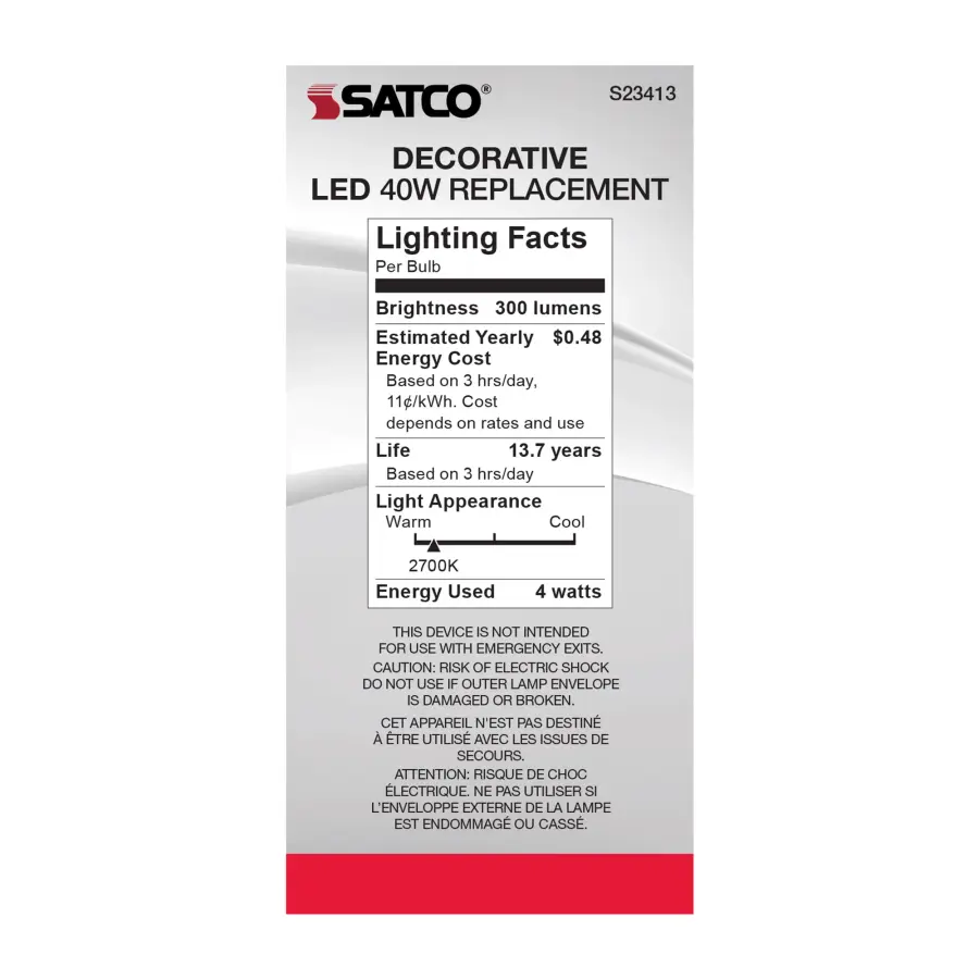 4 Watt C15 LED Filament - Satin Spun - Clear - Medium base - 2700K - 300 Lumens - 120 Volt - Image 5