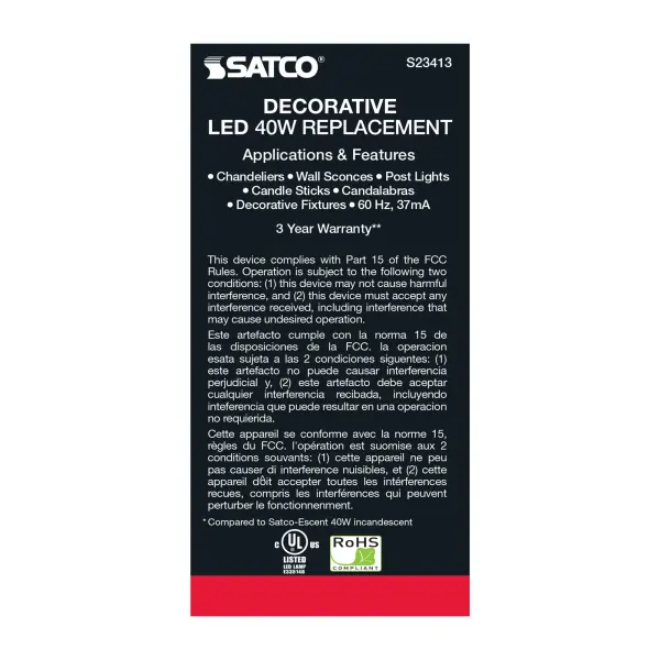 4 Watt C15 LED Filament - Satin Spun - Clear - Medium base - 2700K - 300 Lumens - 120 Volt - Image 9