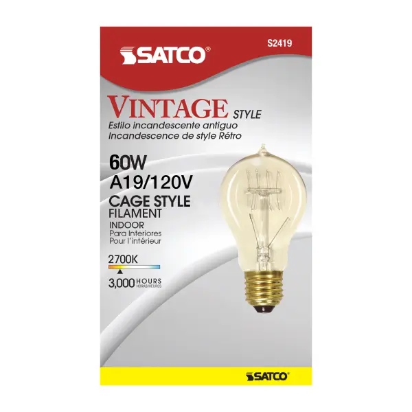 60 Watt A19 Incandescent - Clear - 3000 Average rated hours - 240 Lumens - Medium base - 120 Volt - Image 3
