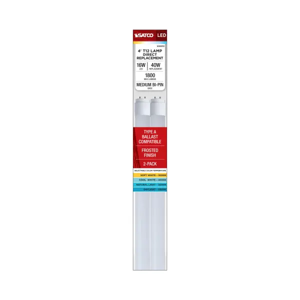 16 Watt T12 LED - 3K/4K/5K/65K CCT Selectable - G13 Base - 2-Pack - Image 5