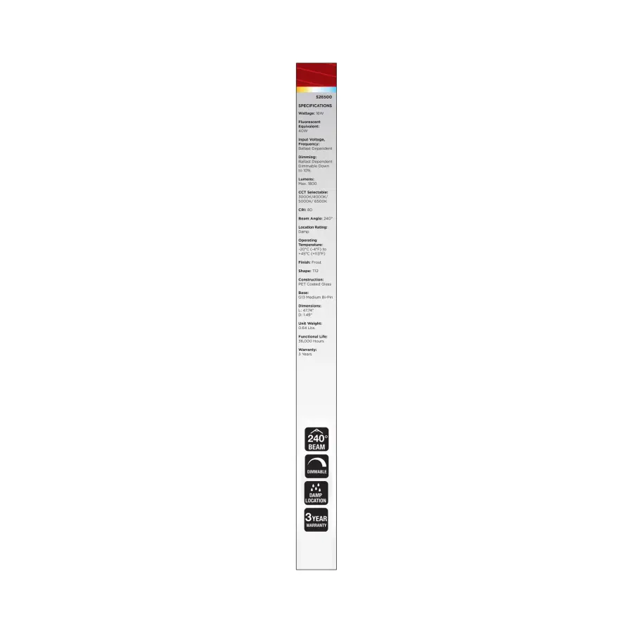 16 Watt T12 LED - 3K/4K/5K/65K CCT Selectable - G13 Base - 2-Pack - Image 7