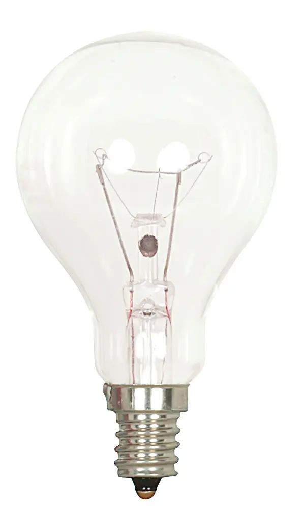 40 Watt A15 Incandescent - Clear - Appliance Lamp - 1000 Average rated hours - 420 Lumens - Candelabra base - 120 Volt - 2-Card - Image 1