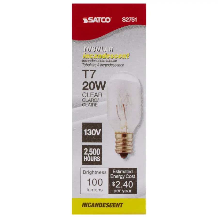20 Watt T7 Incandescent - Clear - Candelabra base - 130 Volt - Image 2