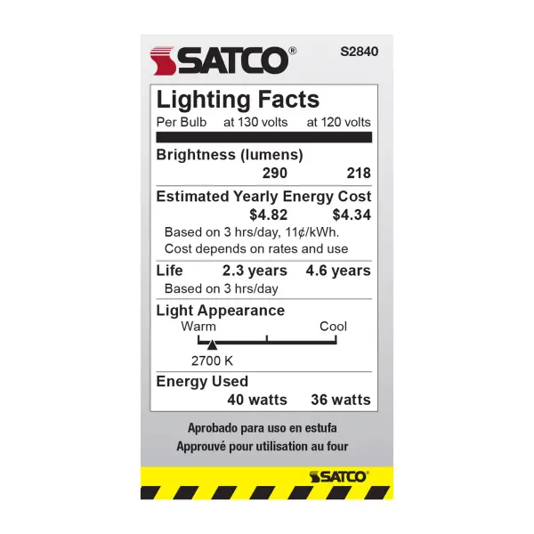 40 Watt A15 Incandescent - Clear - Appliance Lamp - 2500 Average rated hours - 300/225 Lumens - Medium base - 130/120 Volt - Teflon/PFA Shatterproof - Image 6