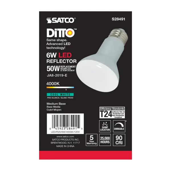 6 Watt - R20 LED - 4000K - Medium base - 120 Volt - Image 3