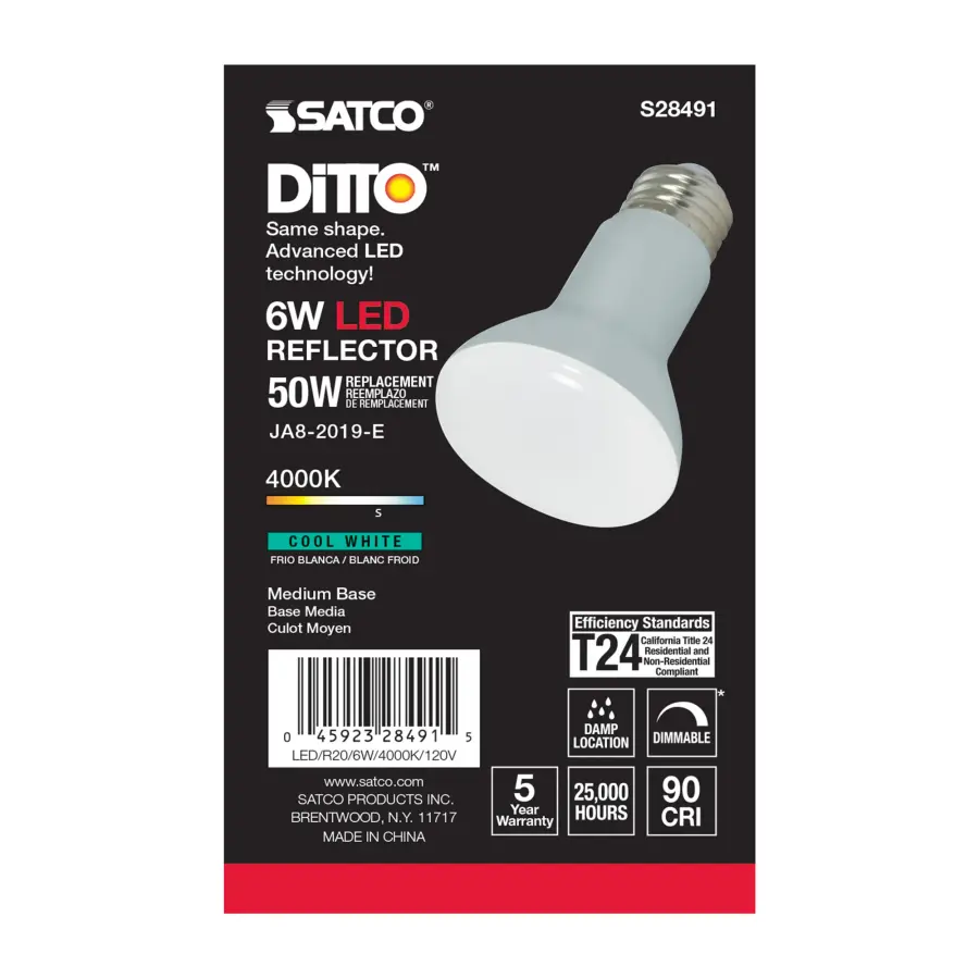 6 Watt - R20 LED - 4000K - Medium base - 120 Volt - Image 3